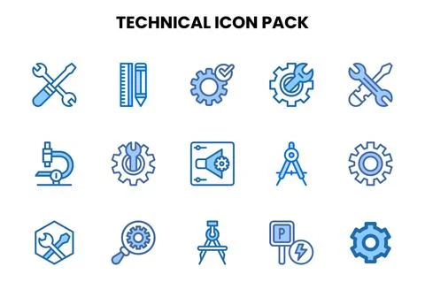 Technical Two Colour UI Icons Pack 库存插图