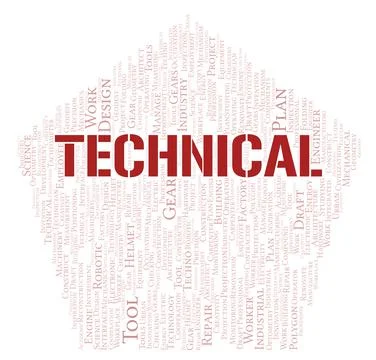 Technical typography word cloud create with the text only Stock Illustration