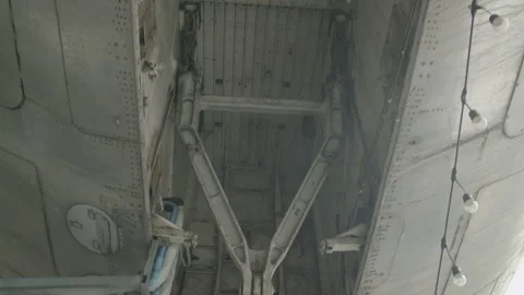 Technical undercarriage and structural panels of an aircraft fuselage Vídeo Stock 337384664