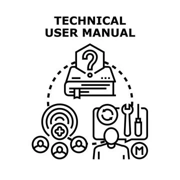 Technical user manual explaining product features and support Stock Illustration