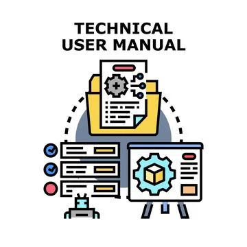 Technical user manual for product information and guidance Stock Illustration
