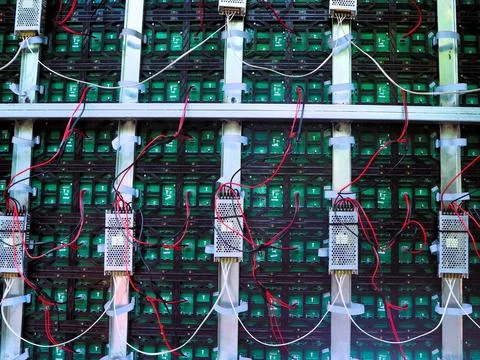 Technical view of LED panel back with intricate circuit connections Stock Photos