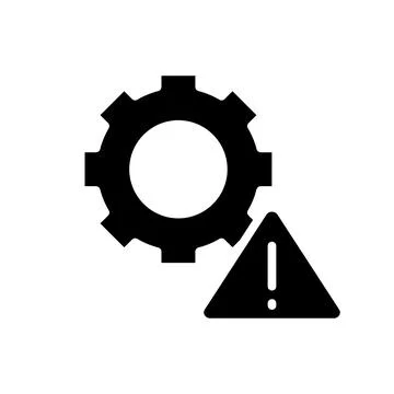 Technical warning black glyph icon Stock Illustration