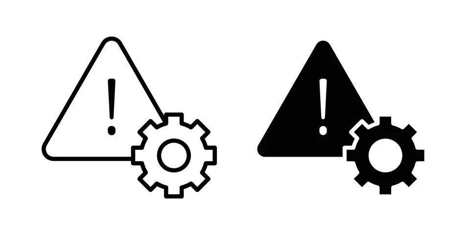 Technical warning icon. Outline, flat icons Stock Illustration