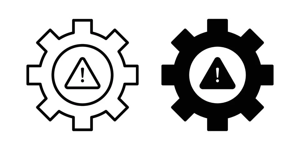 Technical warning icon. Outline, flat icons Stock Illustration