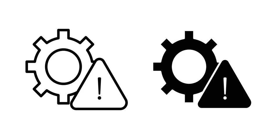 Technical warning icon symbol  illustration bundle in black colour Stock Illustration