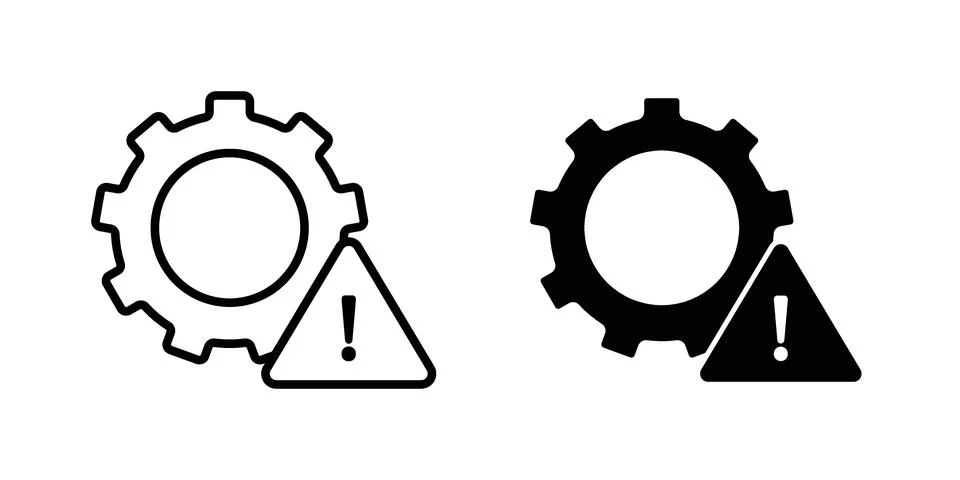Technical warning icon symbol  illustration bundle in black colour Stock Illustration