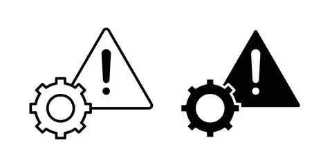 Technical warning icon symbol, outline icons Stock Illustration
