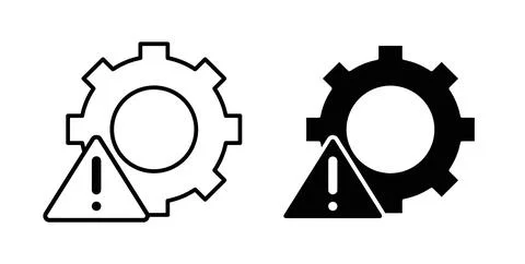 Technical warning icon symbol, outline icons Stock Illustration