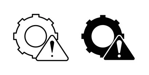 Technical warning icon symbol. Vector illustration pack in black color. Stock Illustration