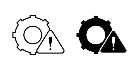 Technical warning icon symbol. Vector illustration pack in black color. Stock Illustration