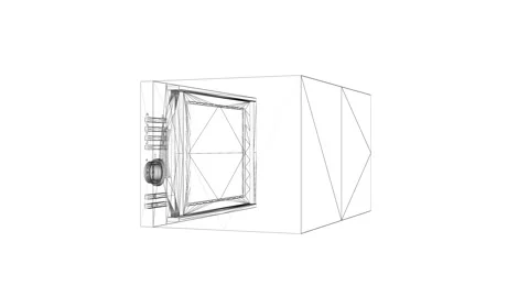 Technical Wireframe of Modern Microwave Design in Monochrome Detailing Stock Footage 344715308