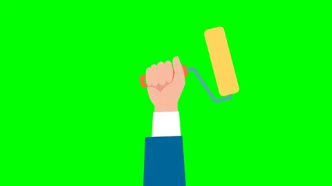 Technical work and repairs. A businessman is holding a roller for painting walls Stock Footage 327278271