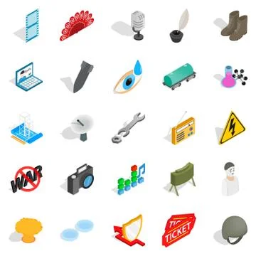 Technical work icons set, isometric style Stock Illustration