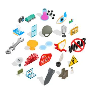 Technical work icons set, isometric style Stock Illustration