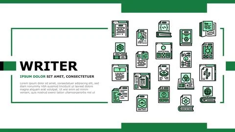 Technical writer doc landing header vector Stock Illustration