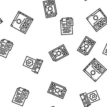 Technical writer doc seamless pattern vector Stock Illustration
