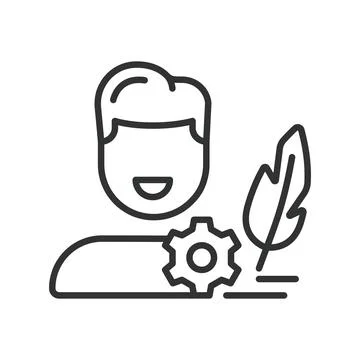 Technical writer, icon in line design. Technical writer, manuals, instructions イラスト素材