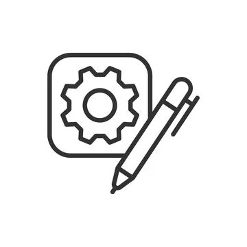 Technical writing application, icon in line design. Technical, writing Stock Illustration