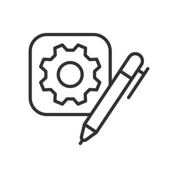Technical writing, icon in line design. Technical, writing, document, manual 스톡 일러스트