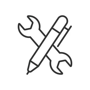 Technical writing, icon in line design. Technical writing, manual, documentation Stock Illustration