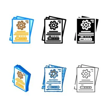 Technical writing mechanical engineer color icon vector multipack 스톡 일러스트