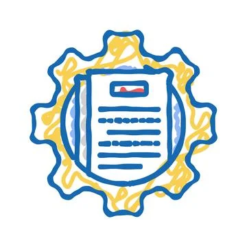 Technical writing mechanical engineer icon doodle illustration Stock Illustration