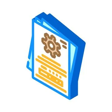 Technical writing mechanical engineer isometric icon vector illustration Stock Illustration