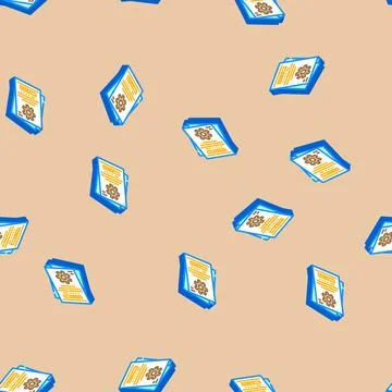 Technical writing mechanical engineer isometric icon seamless pattern Stock Illustration