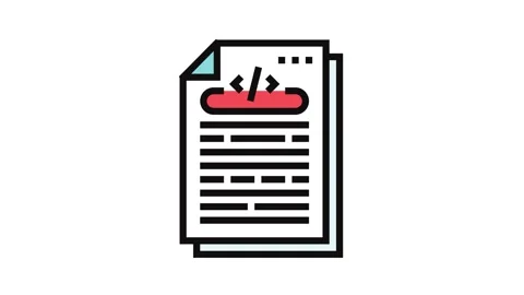 Technical writing software color icon animation Stock Footage 326105289