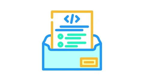 Technical writing software color icon animation Stock Footage 327267875