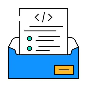 Technical writing software icon color illustration Illustrazione stock