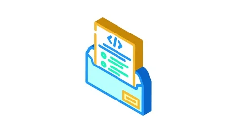 Technical writing software isometric icon animation Stockbeeldmateriaal 327290983