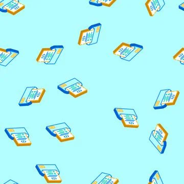 Technical writing software isometric icon seamless pattern Stock-Illustration