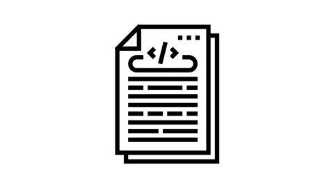 Technical writing software line icon animation Stock Footage 326131377