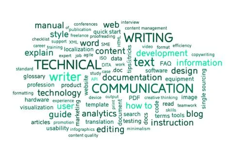 Technical writing word cloud. Stock Illustration