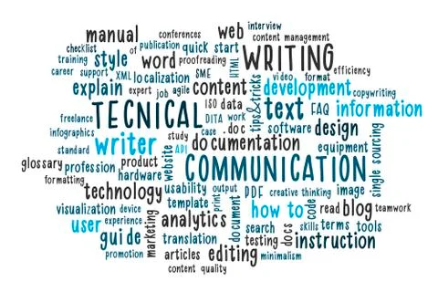 Technical writing word cloud. Stock Photos