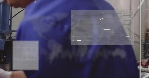 Technician aligning mold under press, stamping parts and inspecting red sphere Stock Footage 310153535