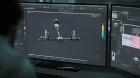 Technician assembles the automotive machine details in the engineering software 動画素材 292639607
