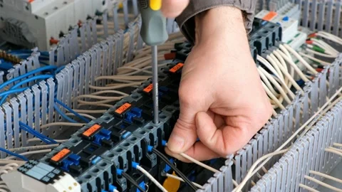 Technician assembles the mounting panel. Stock Footage 236192078