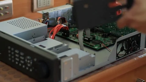 Technician closing computer Stock Footage 77046529