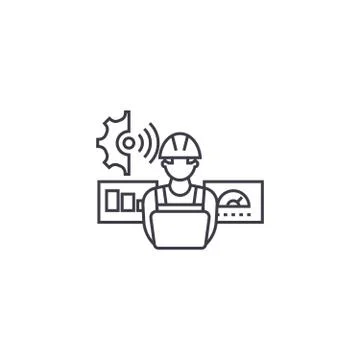 Technician control vector line icon, sign, illustration on background, editable Illustrazione stock