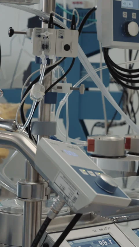 Technician controls life support machine 스톡 동영상 316503155