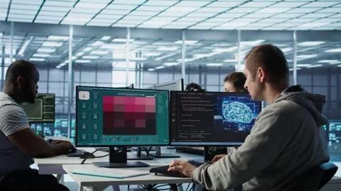 Technician in data center building text to image AI generator Stock Footage 319259958