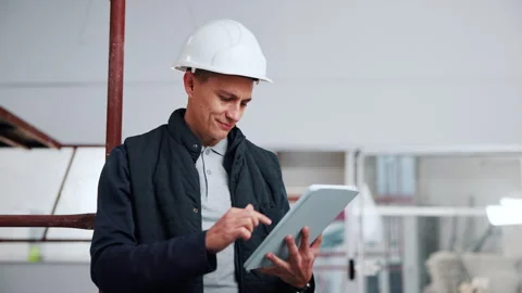 Technician, engineer and man with tablet for maintenance inspection, project Stock Footage 341546918