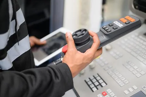 Technician engineer team checking and repairing part of automatic machine Stock Photos