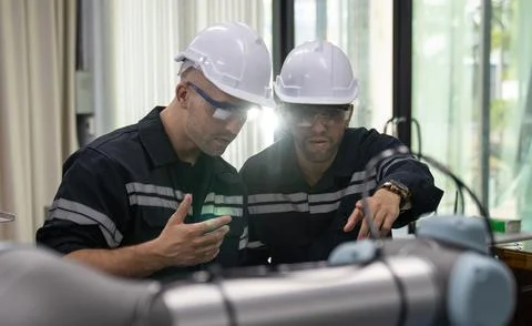 Technician engineer testing technology Foto stock