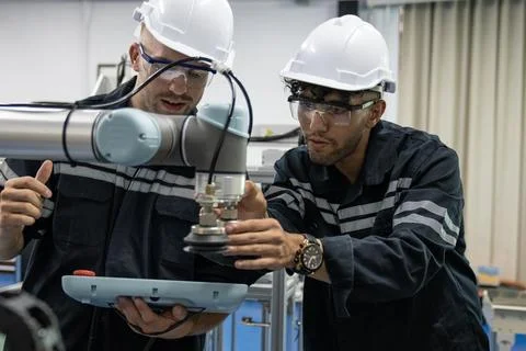 Technician engineer testing technology Foto stock