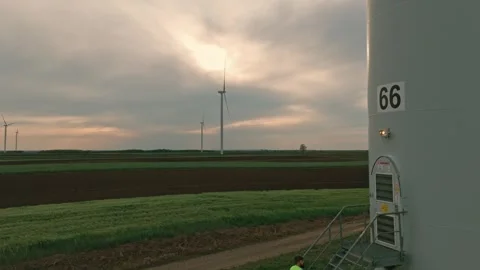 Technician Engineer In Wind Turbine 009 Stock Footage 273176702
