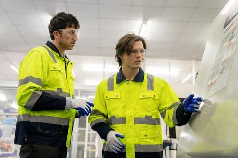 Technician engineers Workers in the industry. Stock Photos